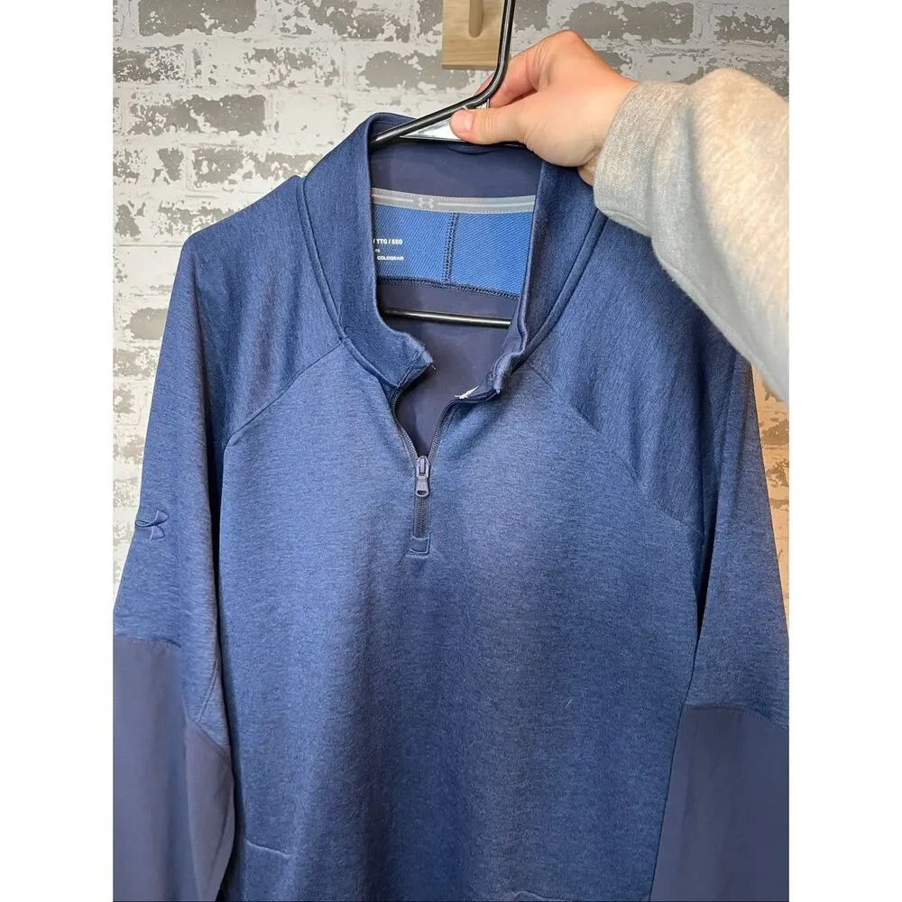 Under armour | men blue two tone 1/4 zip pullover athletic loose fit